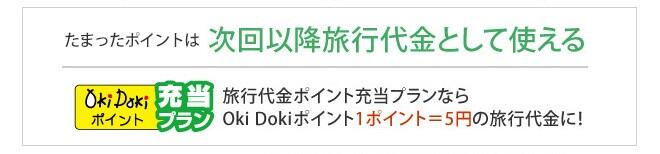 たまったポイントは次回以降旅行代金として使える Oki Dokiポイント充当プラン 旅行代金ポイント充当プランならOki Dokiポイント1ポイント=5円分の旅行代金に!